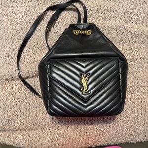 Yves Saint Laurent Black and Gold Quilted Backpack